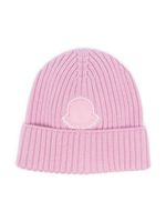 Moncler Enfant bonnet nervuré à patch logo - Rose - thumbnail