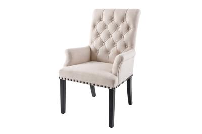 Stoel CASTLE met armleuningen zwarte poten structuurstof beige in chesterfield-stijl - 43216