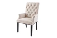 Stoel CASTLE met armleuningen zwarte poten structuurstof beige in chesterfield-stijl - 43216