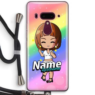 Chibi Maker vrouw: HTC U12+ Transparant Hoesje met koord