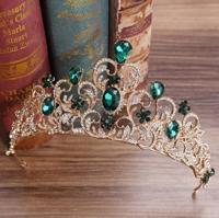 Crystal bruiloft kroon bruid kroon hoofdband accessoires haar juwelen ornamenten (groen)