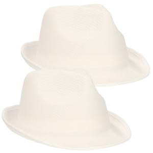 2x stuks trilby feesthoedje wit voor volwassenen