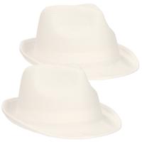 2x stuks trilby feesthoedje wit voor volwassenen