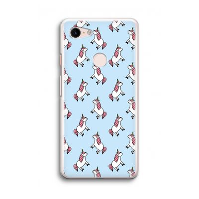 Eenhoorns overal: Google Pixel 3 Transparant Hoesje