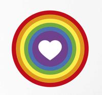 Sticker regenboog cirkel hart