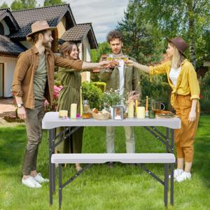 Biertentgarnituur Inklapbaar 3-Delige Biertafelset 2 x Bierbanken en 1 x Biertafel Kleine Bierbankset 108 cm Feesttentset