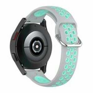 Siliconen sportbandje met gesp - Grijs + turquoise - Samsung Galaxy Watch 3 - 45mm