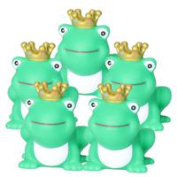 Rubber badeendje/kikker koning - 5x - Classic groen - badkamer fun artikelen - size 5 cm - kunststof