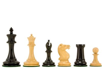 Oud Engelse Elite Serie Ebbenhouten Staunton Schaakstukken 9 cm