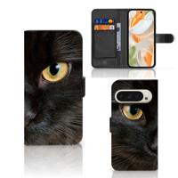 Google Pixel 9 | 9 Pro | Telefoonhoesje | Met pasjeshouder | Zwarte Kat