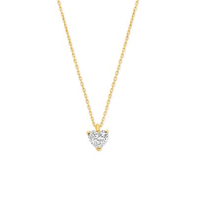 14k Geelgouden Collier met Hartvormige Lab Grown Diamant - Verstelbare Lengte (41-45cm)