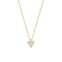 14k Geelgouden Collier met Hartvormige Lab Grown Diamant - Verstelbare Lengte (41-45cm)