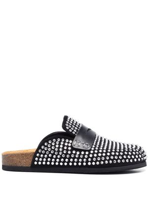 JW Anderson chaussons en cuir à ornements strassés - Noir
