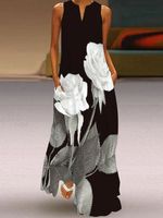 Floral Sleeveless Casual Weaving Dress - thumbnail