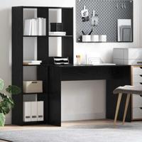 Bureau met plank Zwart eiken 138.5 x 55 x 143 cm Bewerkt hout