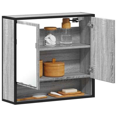 Badkamerspiegelkast 65x20x60 cm bewerkt hout grijs sonoma eiken