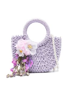 Monnalisa sac cabas en raphia tressé - Violet