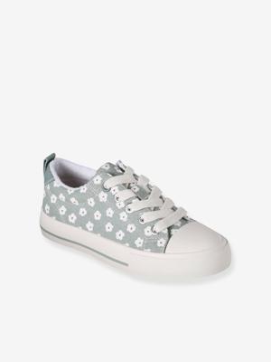 Stoffen decoratieve sneakers voor meisjes groen, bedrukt
