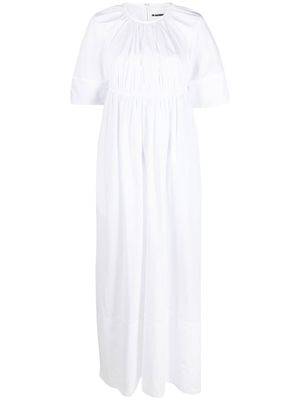 Jil Sander robe longue froncée à manches courtes - Blanc