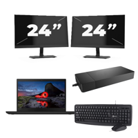 Lenovo ThinkPad T495 - AMD Ryzen 5 PRO 3500U - 14 inch - 16GB RAM - 256GB SSD - Windows 11 Home + 2x 24 inch Monitor