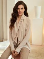 Open cashmere cardigan met sjaalkraag