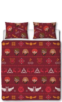 Harry Potter iconen Dekbedovertrek tweepersoons rood 200 x 200 cm