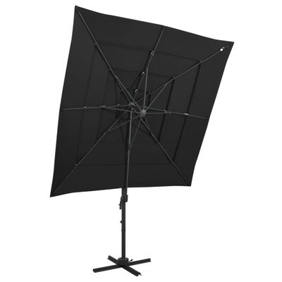 VidaXL Parasol 4-laags met aluminium paal 250x250 cm zwart