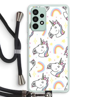 Rainbow Unicorn: Samsung Galaxy A52s 5G Transparant Hoesje met koord
