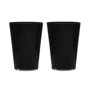 2x stuks luxe stijlvolle zwarte conische bloemen vaas/vazen van glas 30 x 22 cm