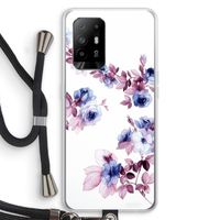 Waterverf bloemen: Oppo A94 5G Transparant Hoesje met koord Waterverf bloemen: Oppo A94 5G Transparant Hoesje met koord