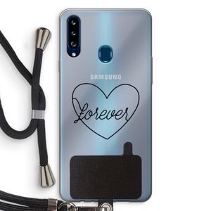 Forever heart black: Samsung Galaxy A20s Transparant Hoesje met koord