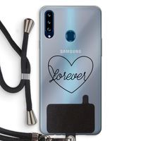 Forever heart black: Samsung Galaxy A20s Transparant Hoesje met koord