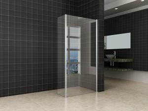 Wiesbaden Zijpaneel 30 x 200 cm met hoekprofiel voor inloopdouche chroom met 10 mm NANO helder glas