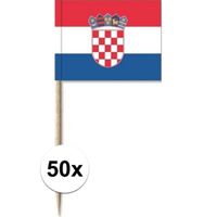 50x Cocktailprikkers Kroatië 8 cm vlaggetje landen decoratie