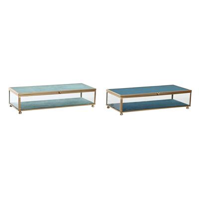 Juwelenkistje DKD Home Decor Kristal Metaal Turkoois Hemelsblauw 25 x 10 x 5 cm (2 Stuks)