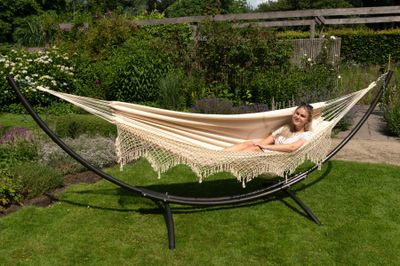Hangmat met Standaard Tweepersoons 'Arc & Sublime' Natura - Wit / Ecru - Brazilië - 180 kg - Tropilex