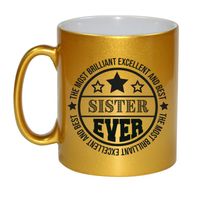 Cadeau koffie/thee mok voor zus - beste zus - goud - 300 ml - broer/zus dag   -