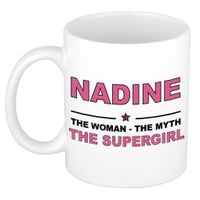 Naam cadeau mok/ beker Nadine The woman, The myth the supergirl 300 ml   -