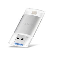 Richwell 3 in 1 64G type-C + 8 pin + USB 3 0 Metal dubbele cover push-pull Flash Disk met OTG functie (zilver)