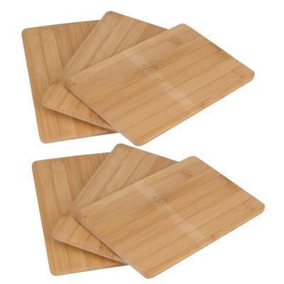 Snijplanken/broodplanken bamboe hout - set van 6x - rechthoekig - 22 x 15 cm Snijplanken/broodplanken bamboe hout - set van 6x - rechthoekig - 22 x 15 cm