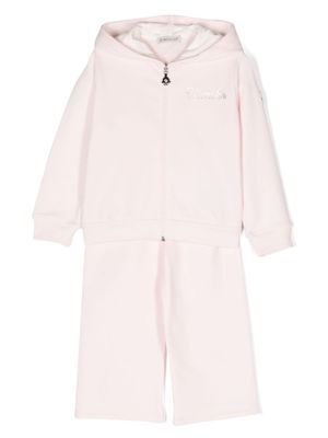 Moncler Enfant survêtement en coton à logo imprimé - Rose
