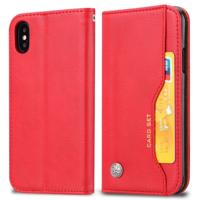Knead huidtextuur horizontale Flip lederen case voor iPhone XS/X met foto frame & houder & kaartsleuven & portemonnee (rood)