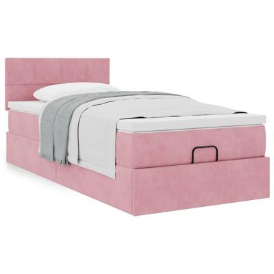 Ottoman bed met matras 100x200 cm fluweel roze