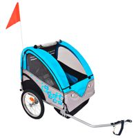 Fietstrailer 30 kg grijs en blauw - thumbnail