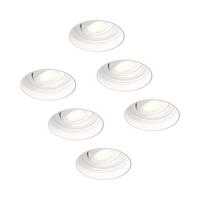 6x Lugo LED inbouwspots Trimless - Wit - Dimbaar - 5 Watt 450 Lumen - 2700K Warm Wit Licht - Kantelbaar - IP65 - Voor Binnen & Buiten