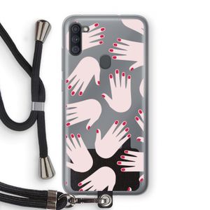 Hands pink: Samsung Galaxy A11 Transparant Hoesje met koord