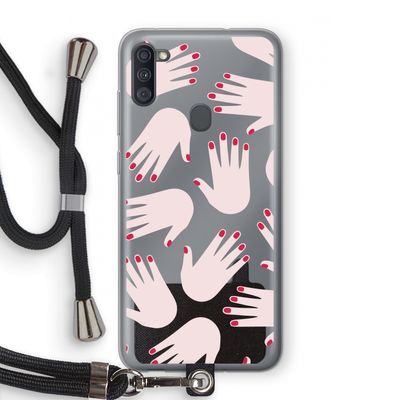 Hands pink: Samsung Galaxy A11 Transparant Hoesje met koord