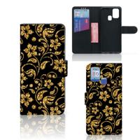 Samsung Galaxy M31 Hoesje Gouden Bloemen