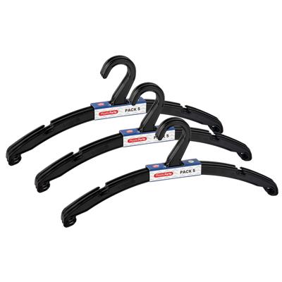 Kledinghangers Jackets - 15x stuks - kunststof - zwart - 42 cm - vaste haak