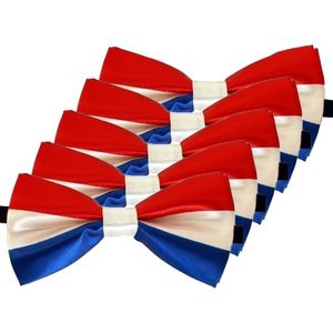 5x Rood/wit/blauw verkleed vlinderstrikjes 12cm voor dames/heren